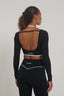 The empower HER Long Sleeve, Layered Bra, Top, Black, SHE & HERS, sport top