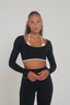 The empower HER Long Sleeve, Layered Bra, Top, Black, SHE & HERS, sport top